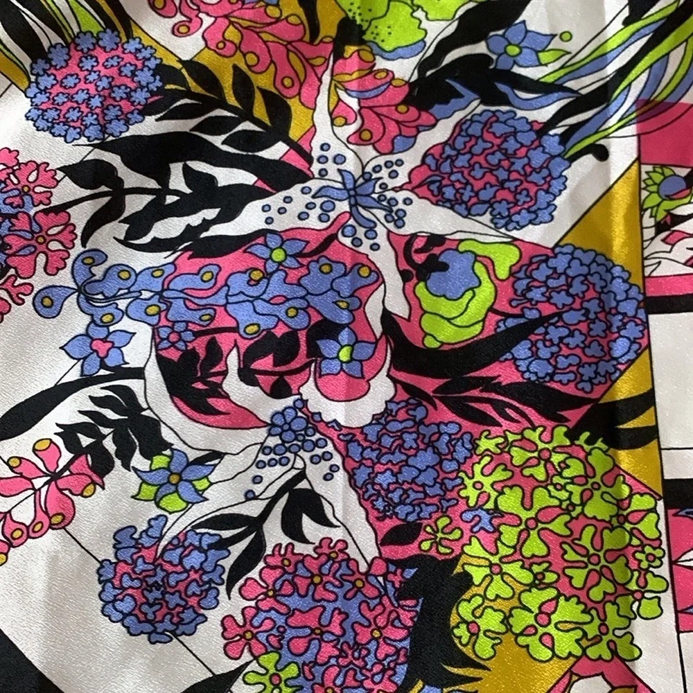 Vintage Paoli silk scarf with floral and abstract print